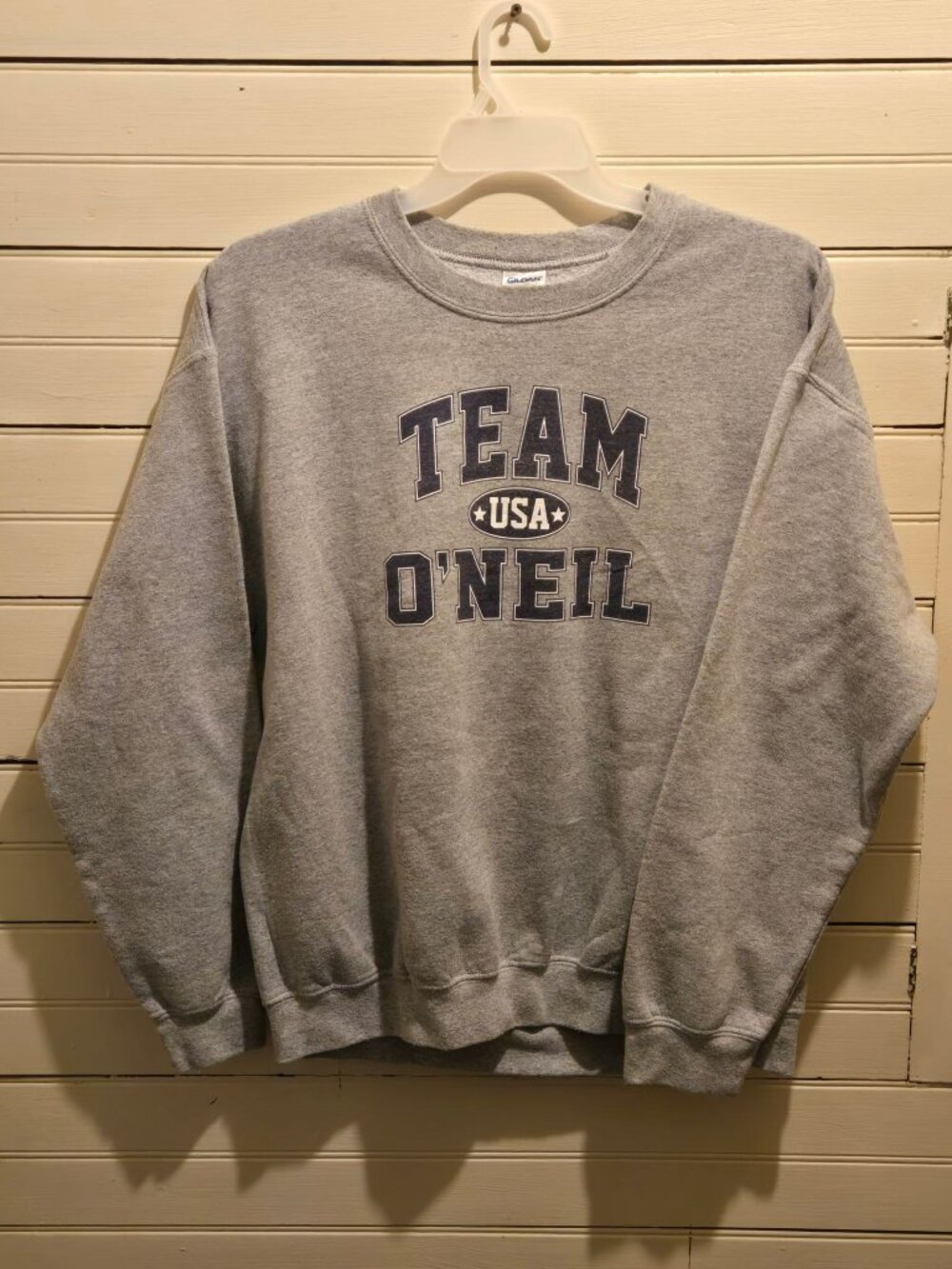 Gildan Sweatshirt Mens L Gray Crewneck Team USA ONEIL Graphic Heavy Blend